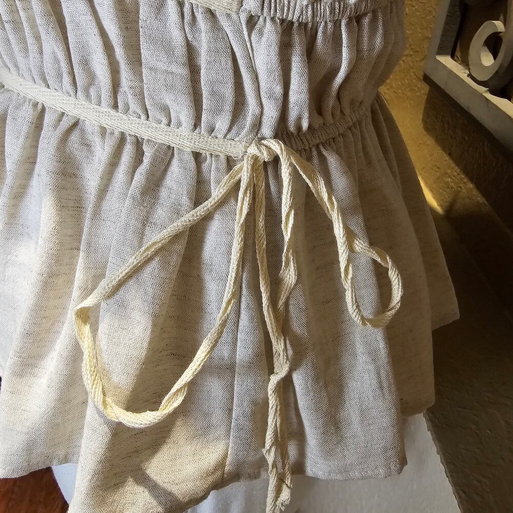 Zara XS Linen Blend Peplum Cami Top Cottagecore Coquette Romantic Milkmaid - Picture 8 of 13